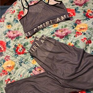 AMIRI Black and White Striped Leggings Set